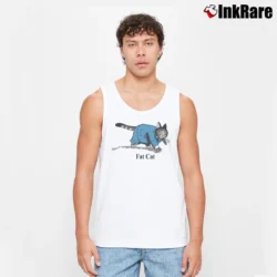 Men’s 80s B Kliban Fat Cat Businessman Tank Top in white | Breathable, Active-Friendly Design