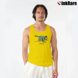 Men’s 80s B Kliban Fat Cat Businessman Tank Top in yellow | Breathable, Active-Friendly Design