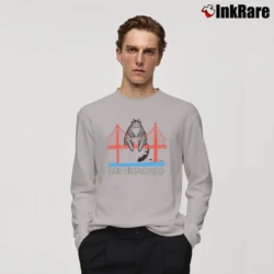 Men’s 80s B Kliban Fat Cat Golden Gate Bridge Long-Sleeve Shirt in sport grey | Sleek, Lightweight, Year-Round Wear