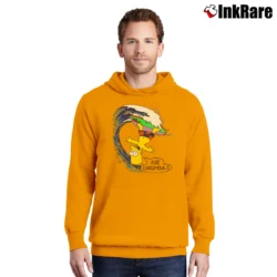 Men’s 80s Bart Simpson Surf Promo The Simpsons Pullover Hoodie in orange | Cozy, Durable, Modern Fit