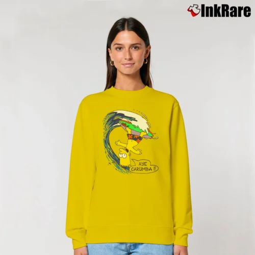 Women’s 80s Bart Simpson Surf Promo The Simpsons Relaxed Sweatshirt in yellow | Soft, Laid-Back Vibe