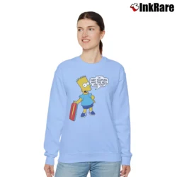 Women’s 80s Bart Simpson Who the Hell Are You The Simpsons Relaxed Sweatshirt in light blue | Soft, Laid-Back Vibe