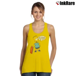 Women’s 80s Bart Simpson Who the Hell Are You The Simpsons Tank Top in yellow | Lightweight, Movement-Friendly