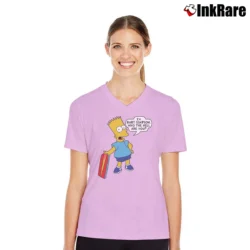 Women’s 80s Bart Simpson Who the Hell Are You The Simpsons V-Neck Tee in light pink | Chic Neckline, Soft Texture