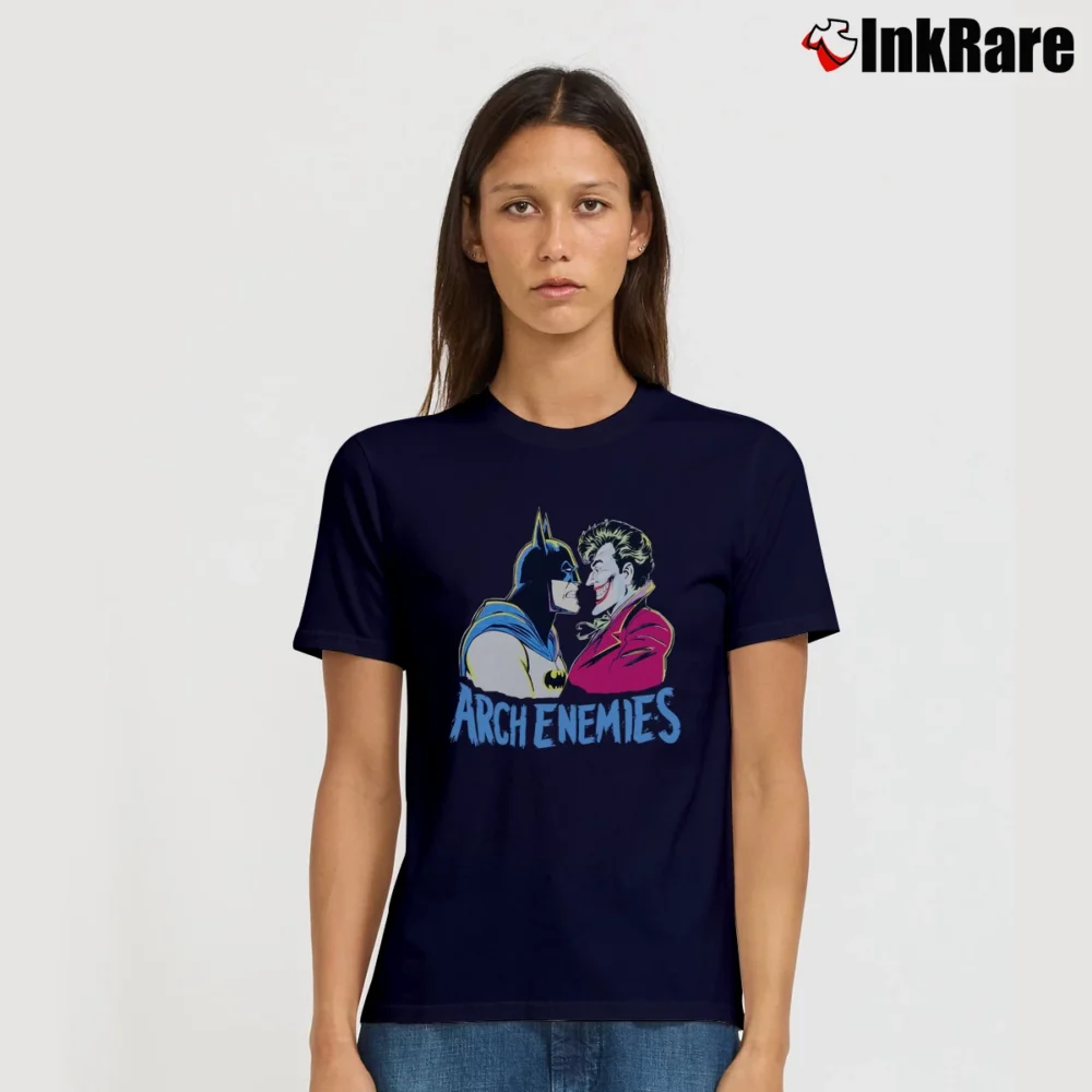Women’s 80s Batman Joker Arch Enemies DC Comics Signature T-Shirt in navy | Soft, Flattering Fit