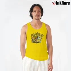 Men’s 80s Bloom County Bill The Cat Opus Boingers Comic Tank Top in yellow | Breathable, Active-Friendly Design