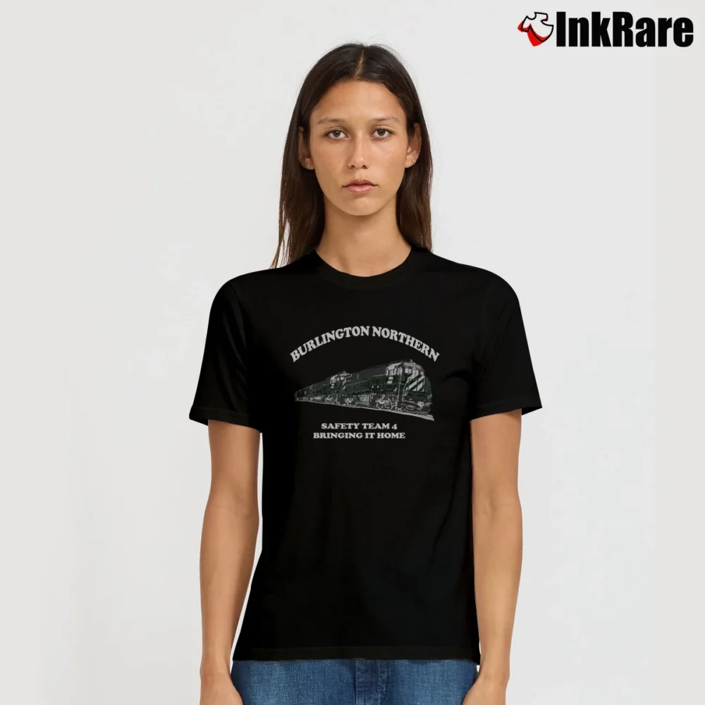 Women’s 80s Burlington Northern Railroad Safety Signature T-Shirt in black | Soft, Flattering Fit