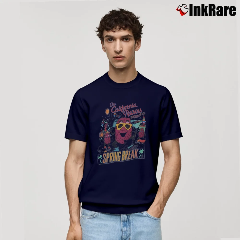 Men’s 80s California Raisins Spring Break Retro Classic T-Shirt in navy | Soft, Breathable Everyday Wear