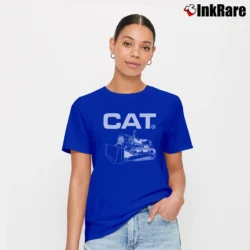 Women’s 80s CAT Bulldozer Trucker Work Signature T-Shirt in royal blue | Soft, Flattering Fit