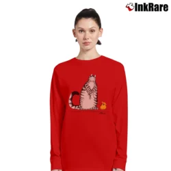 Women’s 80s Cat Walk Kitty Dog Puppy Long-Sleeve Top in red | Sleek, Versatile, All-Season