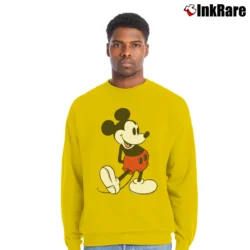 Men’s 80s Classic Mickey Mouse Disneyland Crewneck Sweatshirt in yellow | Cozy Fabric, Clean Style