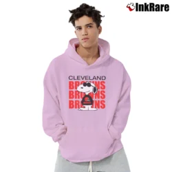 Men’s 80s Cleveland Browns Snoopy NFL Football Pullover Hoodie in light pink | Cozy, Durable, Modern Fit