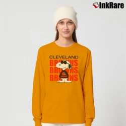 Women’s 80s Cleveland Browns Snoopy NFL Football Long-Sleeve Top in orange | Sleek, Versatile, All-Season
