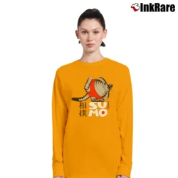 Women’s 80s Crazy Cat Print Sumo Long-Sleeve Top in orange | Sleek, Versatile, All-Season