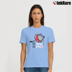 Women’s 80s Crazy Cat Print Sumo Signature T-Shirt in light blue | Soft, Flattering Fit