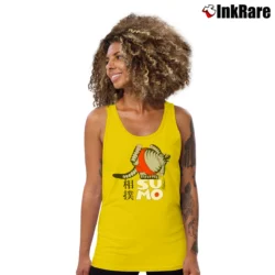 Women’s 80s Crazy Cat Print Sumo Tank Top in yellow | Lightweight, Movement-Friendly