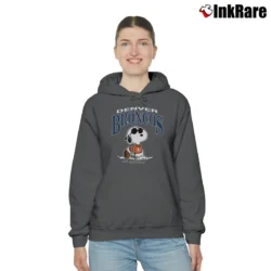 Women’s 80s Denver Broncos Snoopy NFL Football Cozy Hoodie in charcoal | Warm, Structured, Stylish