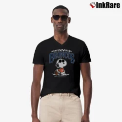 Men’s 80s Denver Broncos Snoopy NFL Football V-Neck Tee in black | Sharp, Breathable, Everyday Staple