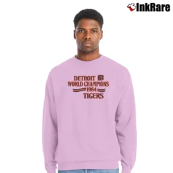 Men’s 80s Detroit Tigers 1984 World Champions Crewneck Sweatshirt in light pink | Cozy Fabric, Clean Style