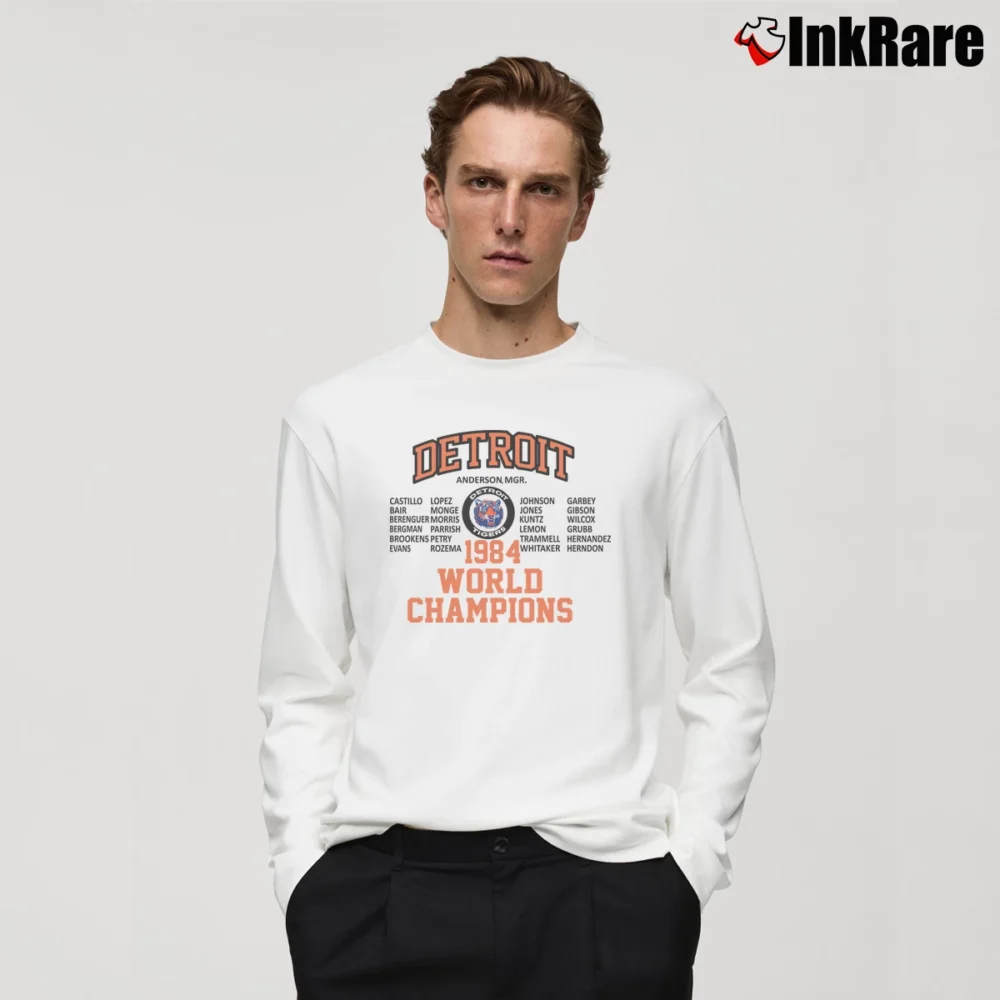 Men’s 80s Detroit Tigers 1984 World Champs Classic Long-Sleeve Shirt in white | Sleek, Lightweight, Year-Round Wear