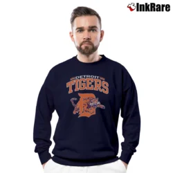 Men’s 80s Detroit Tigers Mascot MLB Baseball Crewneck Sweatshirt in navy | Cozy Fabric, Clean Style