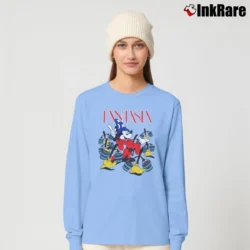 Women’s 80s Disney Fantasia Mickey Mouse Long-Sleeve Top in light blue | Sleek, Versatile, All-Season