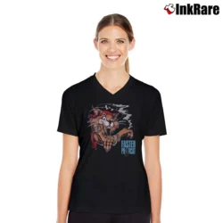 Women’s 80s Faster Pussy Cat Tour V-Neck Tee in black | Chic Neckline, Soft Texture