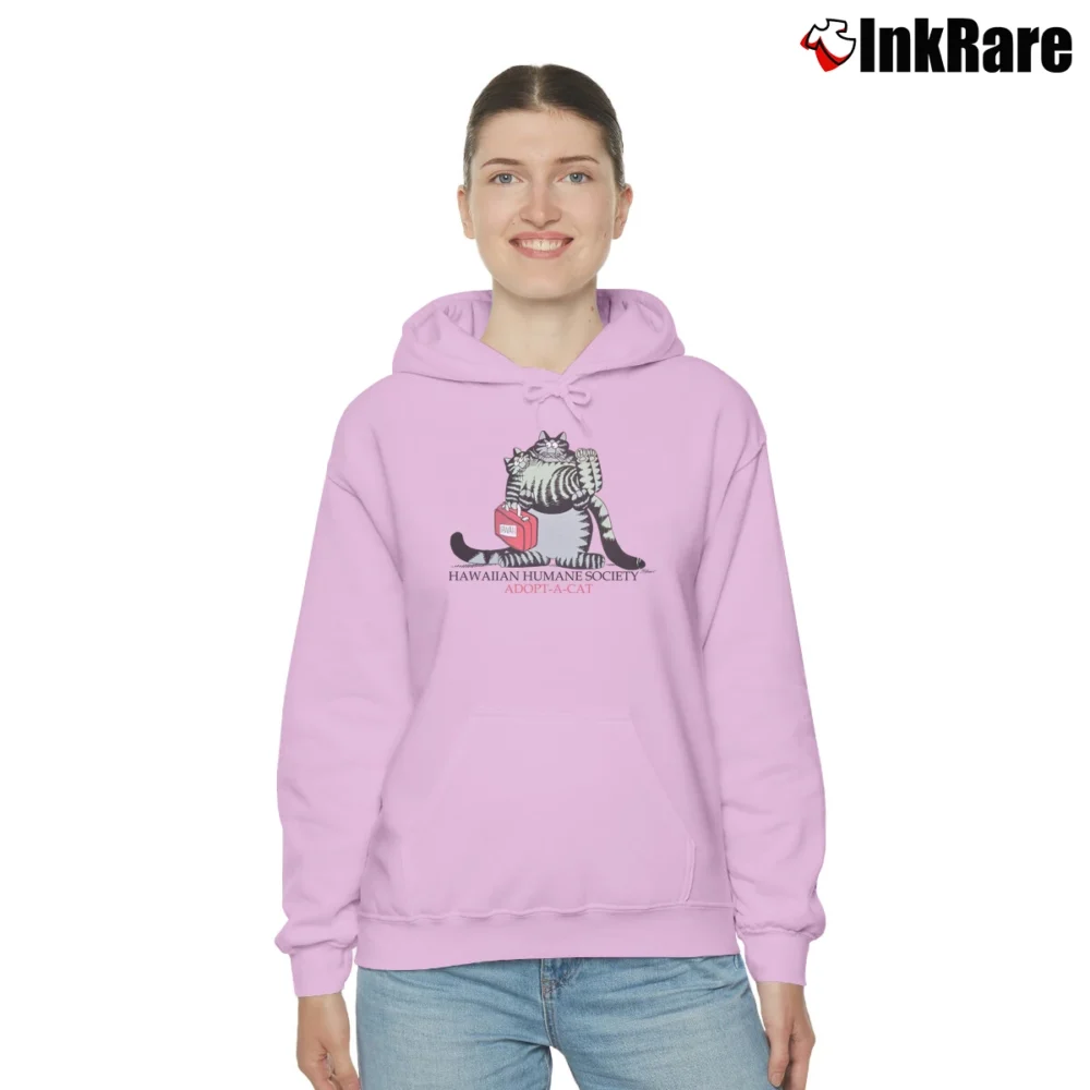 Women’s 80s Fat Cat Hawaiian Humane Society Classic Cozy Hoodie in light pink | Warm, Structured, Stylish
