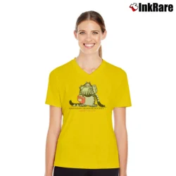 Women’s 80s Fat Cat Hawaiian Humane Society Classic V-Neck Tee in yellow | Chic Neckline, Soft Texture