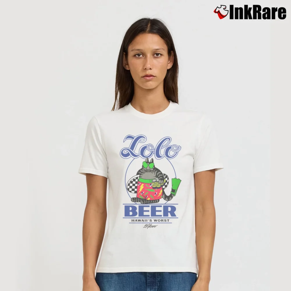 Women’s 80s Fat Cat Lolo Beer Hawaii Signature T-Shirt in white | Soft, Flattering Fit