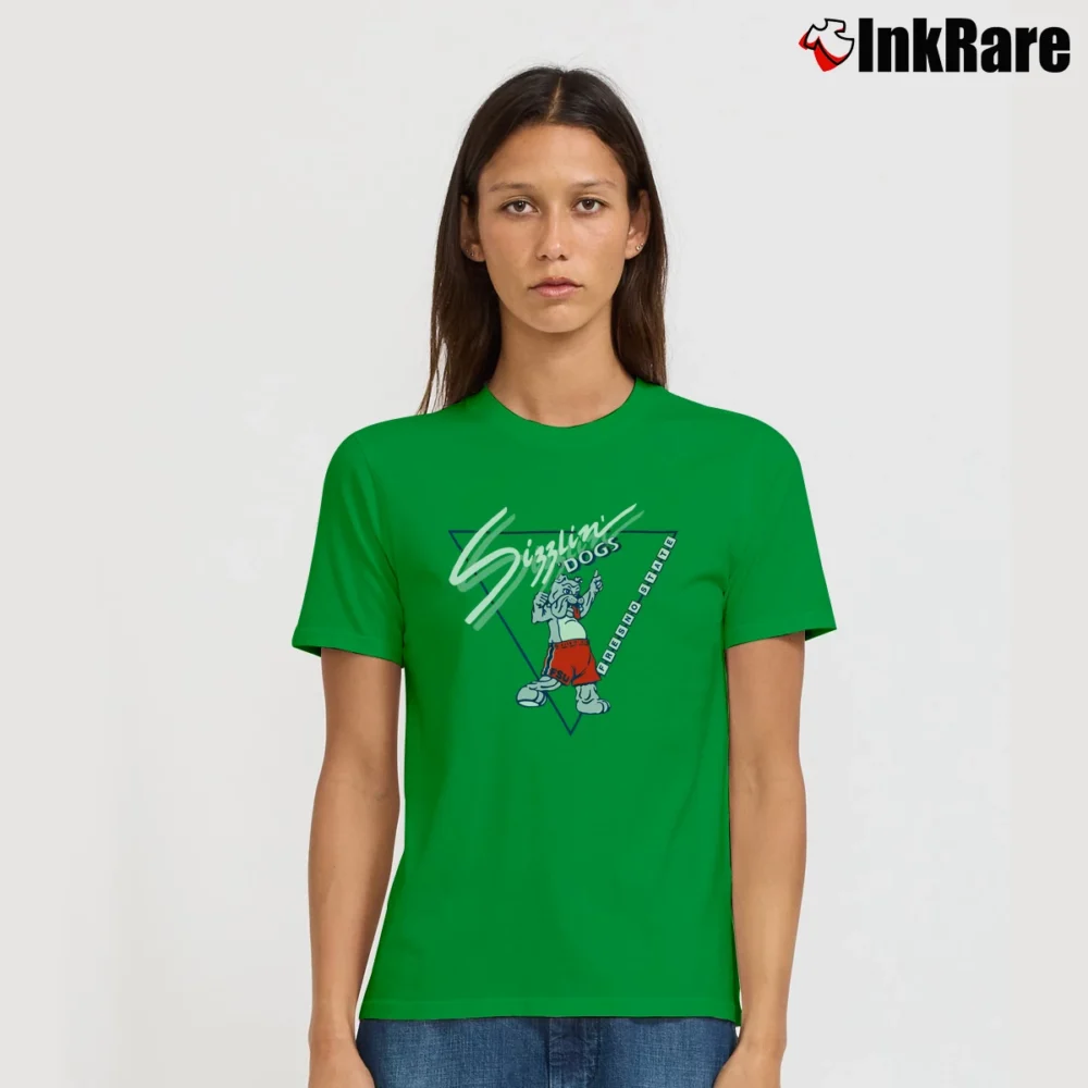 Women’s 80s Fresno State Bulldogs Mascot College Signature T-Shirt in irish green | Soft, Flattering Fit