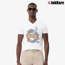 Men’s 80s Gilroy Garlic Festival 89 V-Neck Tee in white | Sharp, Breathable, Everyday Staple