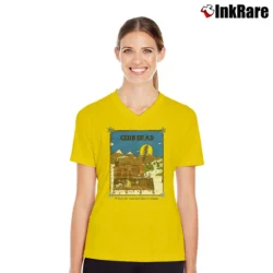 Women’s 80s Grateful Dead Club Dead Where The Wind Don't Blow So Strange V-Neck Tee in yellow | Chic Neckline, Soft Texture