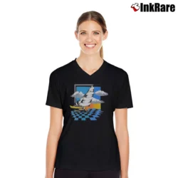 Women’s 80s Hobie Cat Sailing V-Neck Tee in black | Chic Neckline, Soft Texture