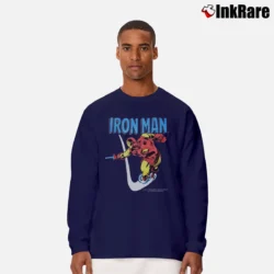 Men’s 80s Iron Man Marvel Comics Armor Suit Long-Sleeve Shirt in navy | Sleek, Lightweight, Year-Round Wear