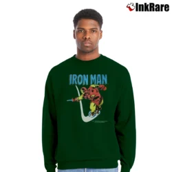 Men’s 80s Iron Man Marvel Comics Armor Suit Crewneck Sweatshirt in forest green | Cozy Fabric, Clean Style