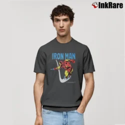Men’s 80s Iron Man Marvel Comics Armor Suit Classic T-Shirt in charcoal | Soft, Breathable Everyday Wear
