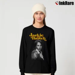 Women’s 80s Jackie Brown Movie Poster Long-Sleeve Top in black | Sleek, Versatile, All-Season