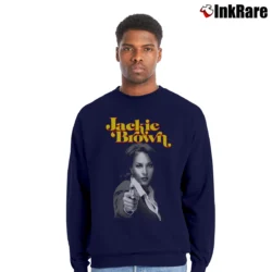 Men’s 80s Jackie Brown Movie Poster Crewneck Sweatshirt in navy | Cozy Fabric, Clean Style