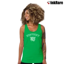 Women’s 80s Kentucky Wildcats Mascot College Tank Top in irish green | Lightweight, Movement-Friendly