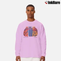 Men’s 80s Laurel Burch Cat Retro Aztec Long-Sleeve Shirt in light pink | Sleek, Lightweight, Year-Round Wear