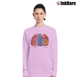 Women’s 80s Laurel Burch Cat Retro Aztec Long-Sleeve Top in light pink | Sleek, Versatile, All-Season