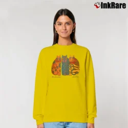 Women’s 80s Laurel Burch Colorful Cat Art Relaxed Sweatshirt in yellow | Soft, Laid-Back Vibe