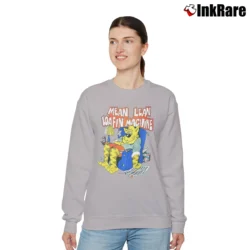 Women’s 80s Lazy Cat Mean Lean Loafin Machine Funny Cartoon Relaxed Sweatshirt in sport grey | Soft, Laid-Back Vibe