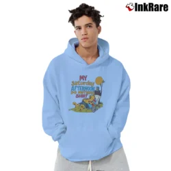 Men’s 80s Lazy Cat Nap Saturday Afternoon Pullover Hoodie in light blue | Cozy, Durable, Modern Fit