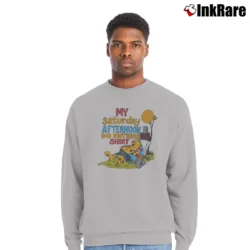Men’s 80s Lazy Cat Nap Saturday Afternoon Crewneck Sweatshirt in sport grey | Cozy Fabric, Clean Style