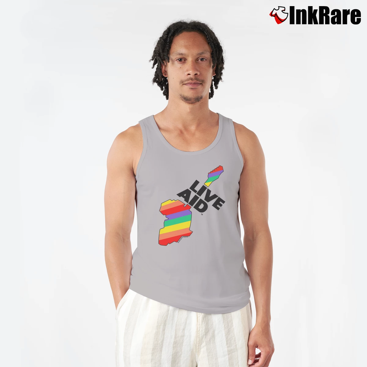 Men’s 80s Live Aid Music Festival Tank Top in sport grey | Breathable, Active-Friendly Design