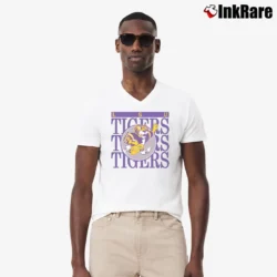 Men’s 80s LSU Tigers 1989 Football Graphic V-Neck Tee in white | Sharp, Breathable, Everyday Staple