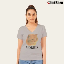 Women’s 80s Morris The Cat 9 Lives Cat Food V-Neck Tee in sport grey | Chic Neckline, Soft Texture