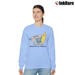 Women’s 80s Primo Beer Mascots Howzit Surfer Classic Relaxed Sweatshirt in light blue | Soft, Laid-Back Vibe